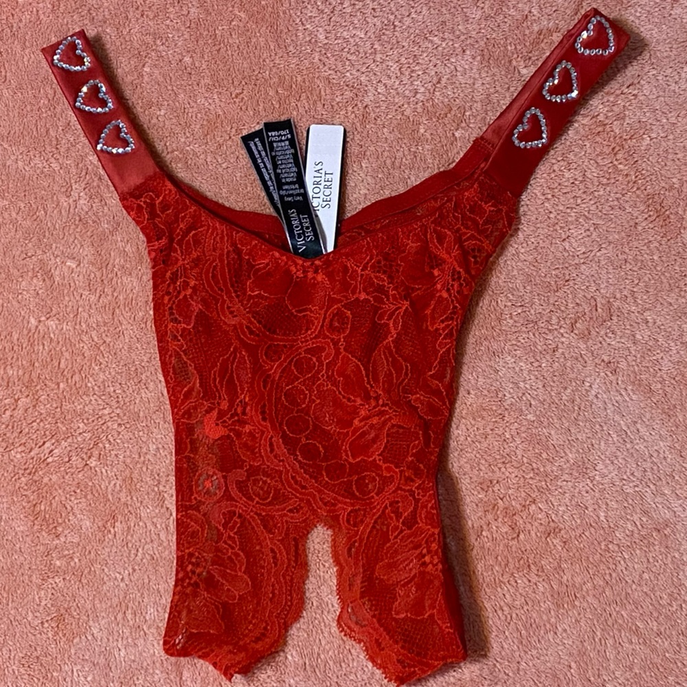 Victoria’s Secret, shine strap hearts, crotchless panties
